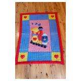 Childrens Train Applique Hand Made Quilt