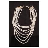 Multi, Strand Pearl Chocker Necklace