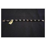 14k Gold & Black OInyx Tube Panel LInk Braclet