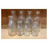 8 Builtmore Dairy Various Sized Clear Milk Bottles
