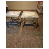Two Tile Top End Tables With Metal Base