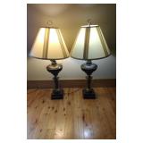 Pair Of  Traditiona Coulmm Table Lamps