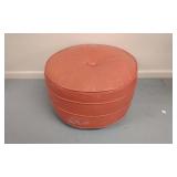 Vtg. Orange Naughyed Foot Stool