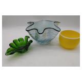 3 Various Style Glass Bowls