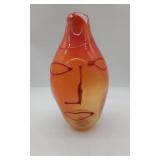 Hand Blown Abstract Glass Face vase