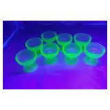 8 Uranium Glass Cups