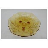 Footed Amber Pressed Glass Pineapple Fruit Bowl