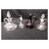 4 Clear Glass Vinegar/Oil Cruets