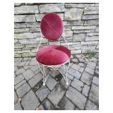 Vintage Vanity Type Stool W/ Wrought Iron Base.