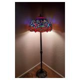 Dragonfly Lead Glass Floor Lamp. (Shade Damage)