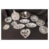 Various Clear Crystal Candy Dishes
