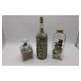 3 Bottles, Fossils, Seashells & Stones