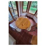Wood Top Table W/Metal Base & 4 Chairs