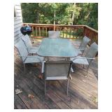 Metal & Glass Outdoor Table W/6 Chairs