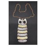 Vtg Articulated 2 Tone Metal Owl Statement Pendent