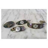 Silver & Abalone Cuff, Hair Clips & Pendan