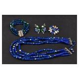 Mid-Century Cobalt Blue & Green Jewery Set