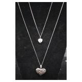 2 Silver Necklaces with pendents