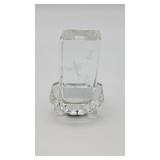 Etched Glass Humming Bird Display & Lighted Base