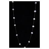 19" Pearl Station Tin Cup Necklace