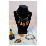 Amber and Silver-tone Jewelry