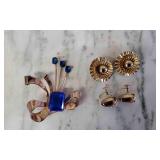 Vtg Coro Earrings and  Sterling Brooch
