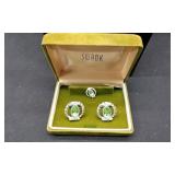 Swank Cuff Link & TIe Pin Set W/ Paradite Stones.