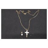 14K Gold Cross and Necklace, 14K Pendents