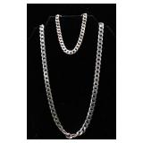 925 Curb Link Matching Chain & Braclet Set