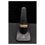 Mens 14K Gold Ring With 5 Diamonds.