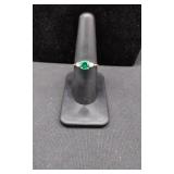 14k CZ Round Cut Peridot & Diamond Ring