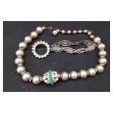 Faux Pearl Statement Necklace & Circle Brooch
