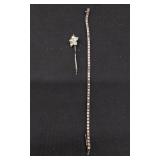 Sterling Tennis Bracelet and Misc Hair pin