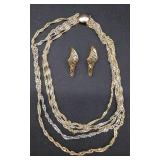 Multi-Strand Rope Chain Necklace and Drop Earrings