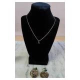 Vintage Earring & Necklace Emerald Stones