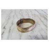Multi-Toned Wide Diamond Pattern Mesh Bracelet