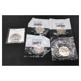 5 Silver Franklin Half Dollars