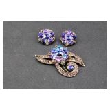 Mid-century Aurora Borealis Brooch & Earrings