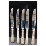 S. Kirk & Sons, 5 Sterling Handled Dinner Knives