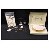 Engraveable Gold-toned Braclet, Earrings, Rings &