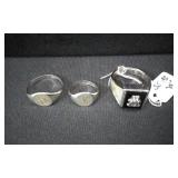 3 Sterling Silver Signet Rings
