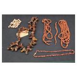 Vtg Polish Baltic Vamber Chip Necklace & Misc