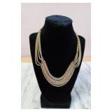 Fossil Gold-Tone Chain Adjustable Leather Necklace