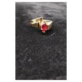 14K Gold  Marquise-Cut Ruby Ring