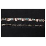 2 Silver and Abalone Bracelets