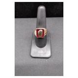 Mens 10K Gold Ring W/ Ruby Stone