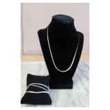 Necklace & 3 Bracelets. All Stamped 925 Italy.