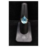 14K Pear Shaped Swiss Blue Topaz Coctail Ring
