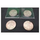 4 Silver Walking Half Dollars
