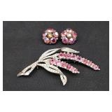 Vintage Floral Brooch and Earrings